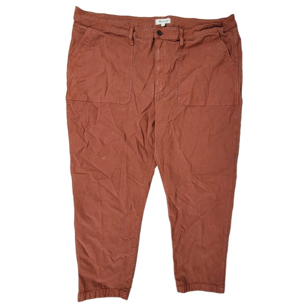MADEWELL 37 Stovepipe Fatigue Chino Pants Red Twill Lyocell Stretch Womens